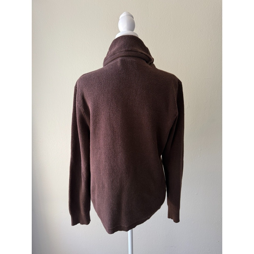 Lauren Ralph Lauren Brown Knit Cowl Neck Pullover Sweater S/M Cotton Drawstring - Picture 3 of 15